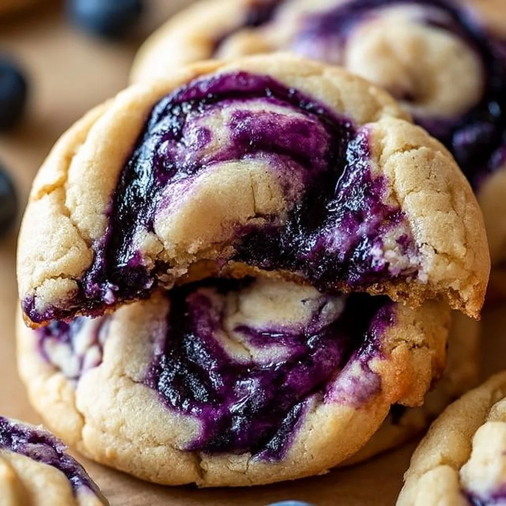 Blueberry cheesecake cookies on a cooling rack, showcasing their delicious texture.