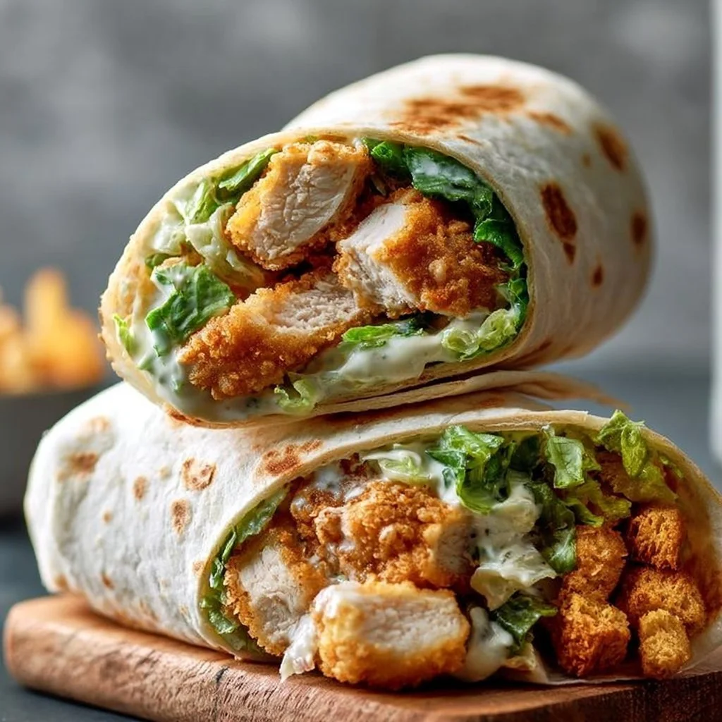 Delicious Chicken Caesar Wraps ready for a quick and healthy meal.