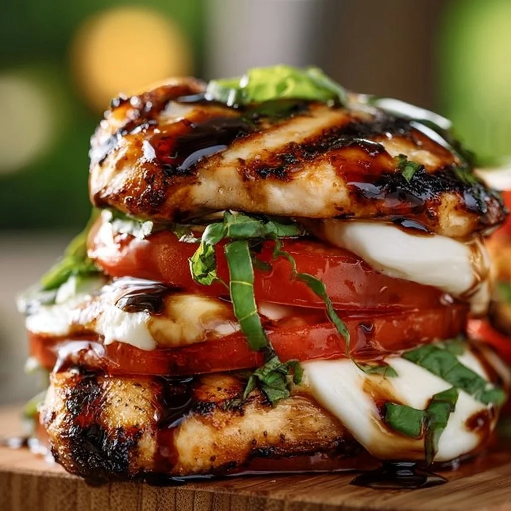 Grilled chicken salad with fresh tomatoes and greens